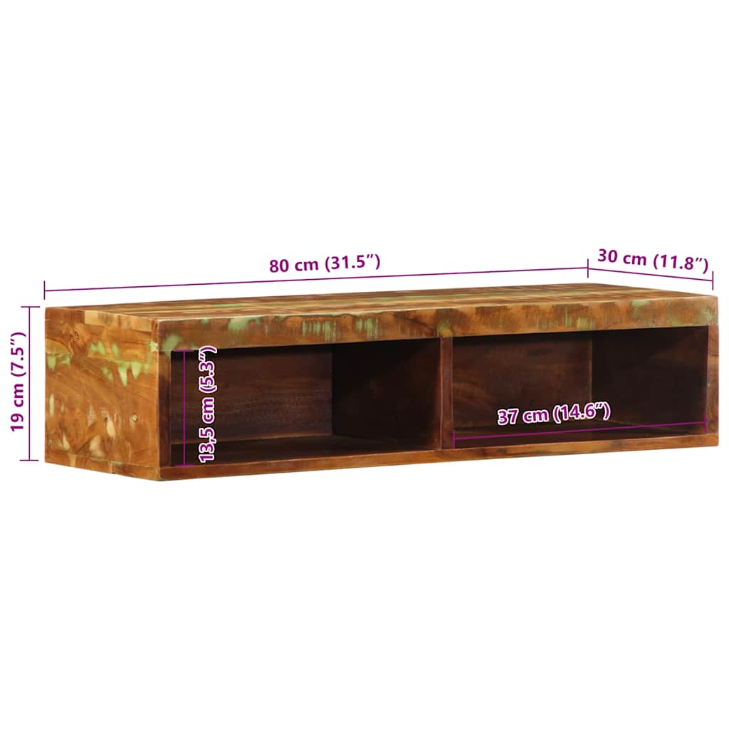 Dulap TV montat pe perete 80x30x19 cm, lemn masiv de acacia