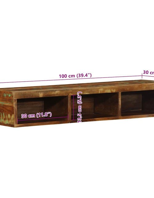 Загрузите изображение в средство просмотра галереи, Dulap TV montat pe perete 100x30x19 cm, lemn masiv reciclat
