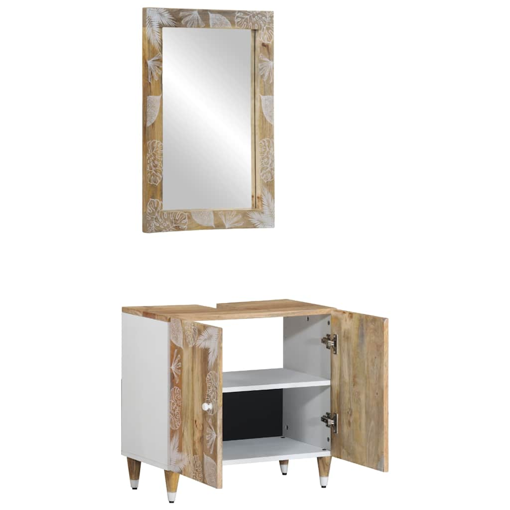 Set mobilier de baie, 2 piese, lemn masiv de mango