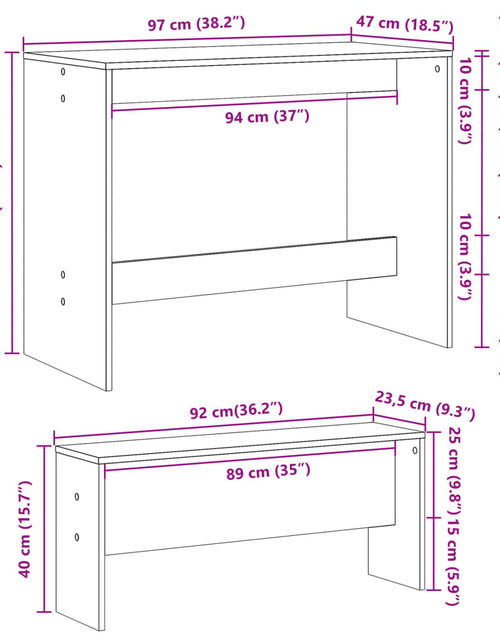 Încărcați imaginea în vizualizatorul Galerie, Set masă și bănci de bucătărie, 3 piese, stejar artizanal, lemn
