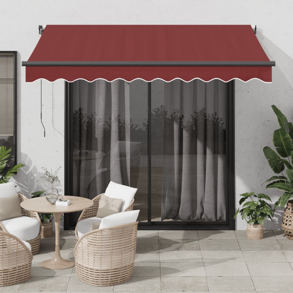 Copertina retractabilă automat cu LED-uri, vișiniu, 300x250 cm