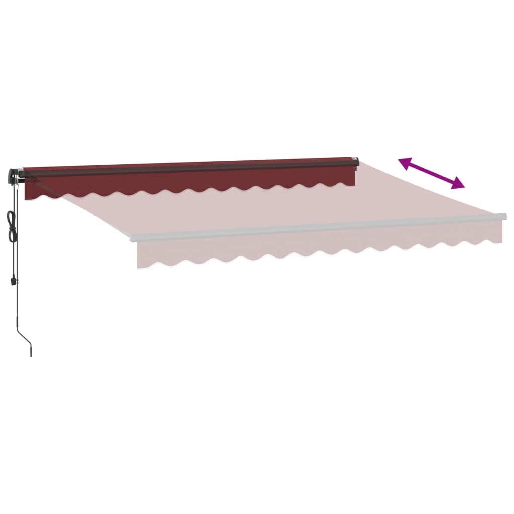 Copertina retractabilă automat cu LED-uri, vișiniu, 350x250 cm