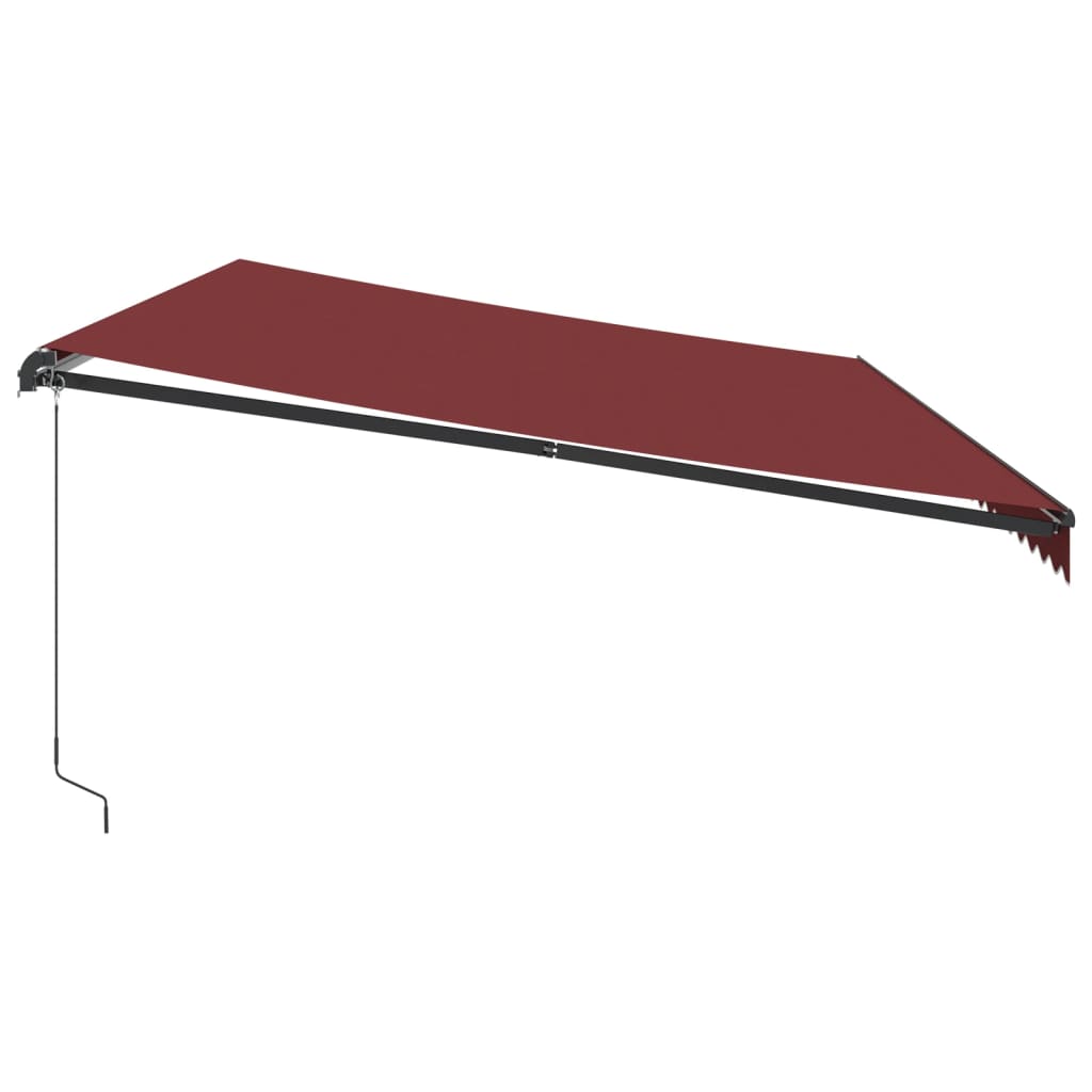 Copertina retractabilă manual cu LED-uri, vișiniu, 600x300 cm