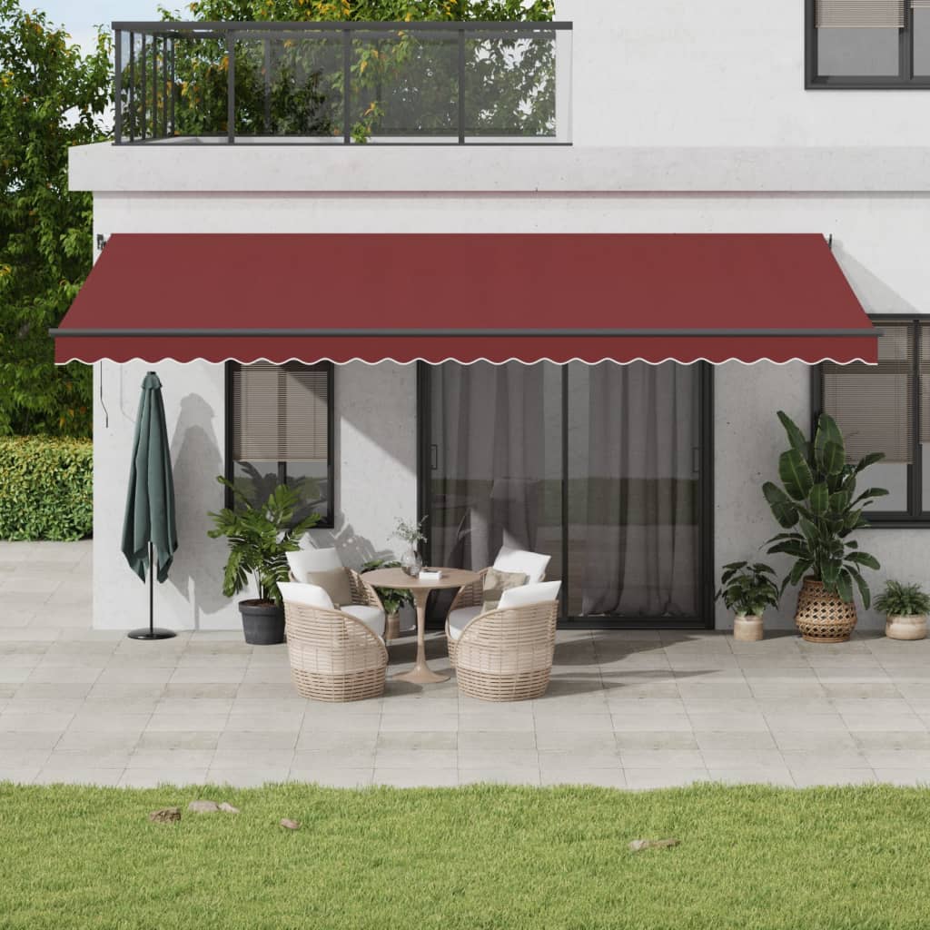 Copertina retractabilă manual cu LED-uri, vișiniu, 600x300 cm