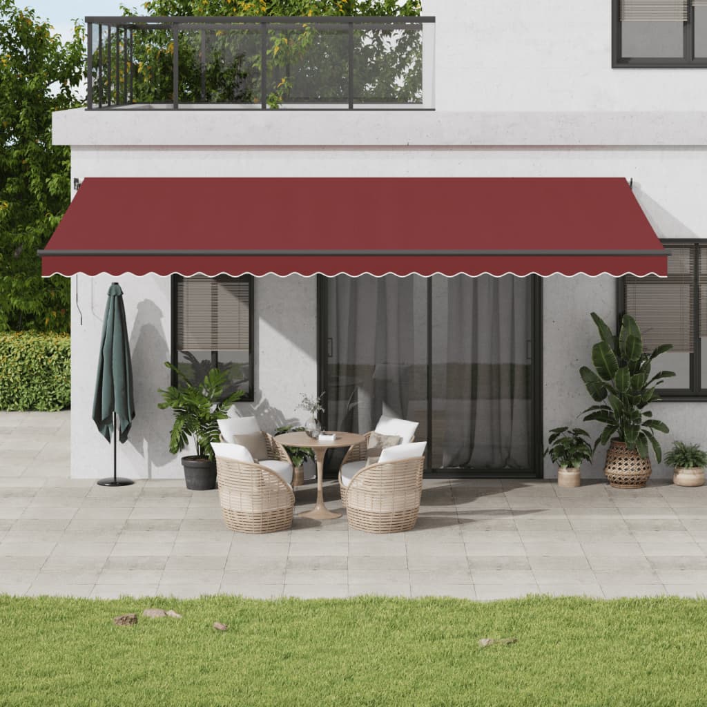 Copertina retractabilă automat cu LED-uri, vișiniu, 600x300 cm