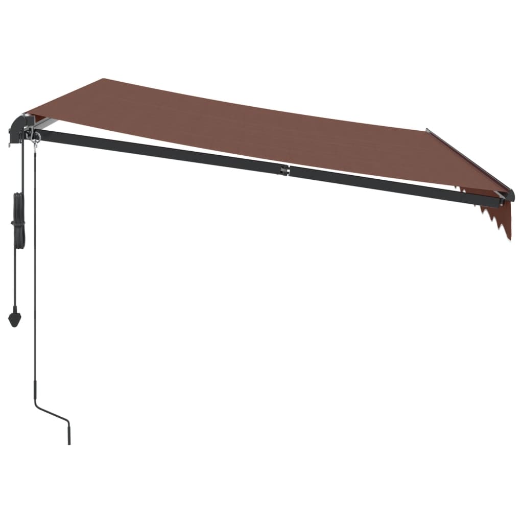 Copertina retractabilă automat cu LED-uri, maro, 300x250 cm