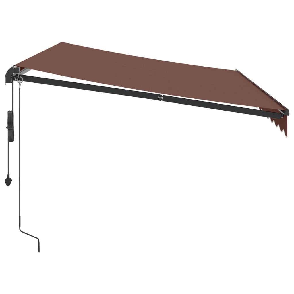 Copertina retractabilă automat cu LED-uri, maro, 350x250 cm