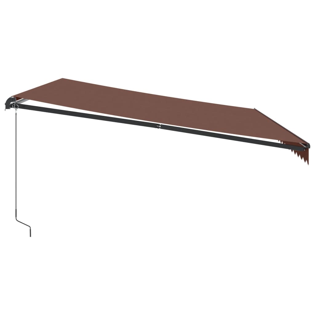 Copertină retractabilă manual cu LED-uri, maro, 500x300 cm