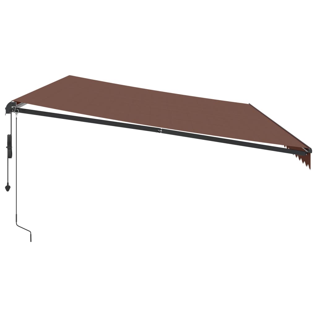 Copertină retractabilă automat cu LED-uri, maro, 600x300 cm