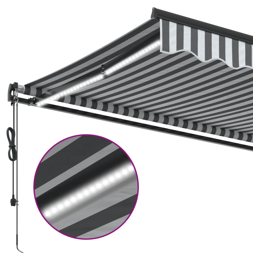 Copertină retractabilă automat LED-uri antracit/alb 300x250 cm