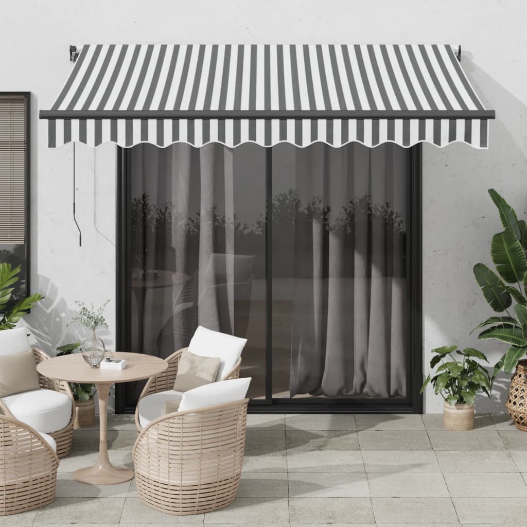 Copertină retractabilă automat LED-uri antracit/alb 300x250 cm