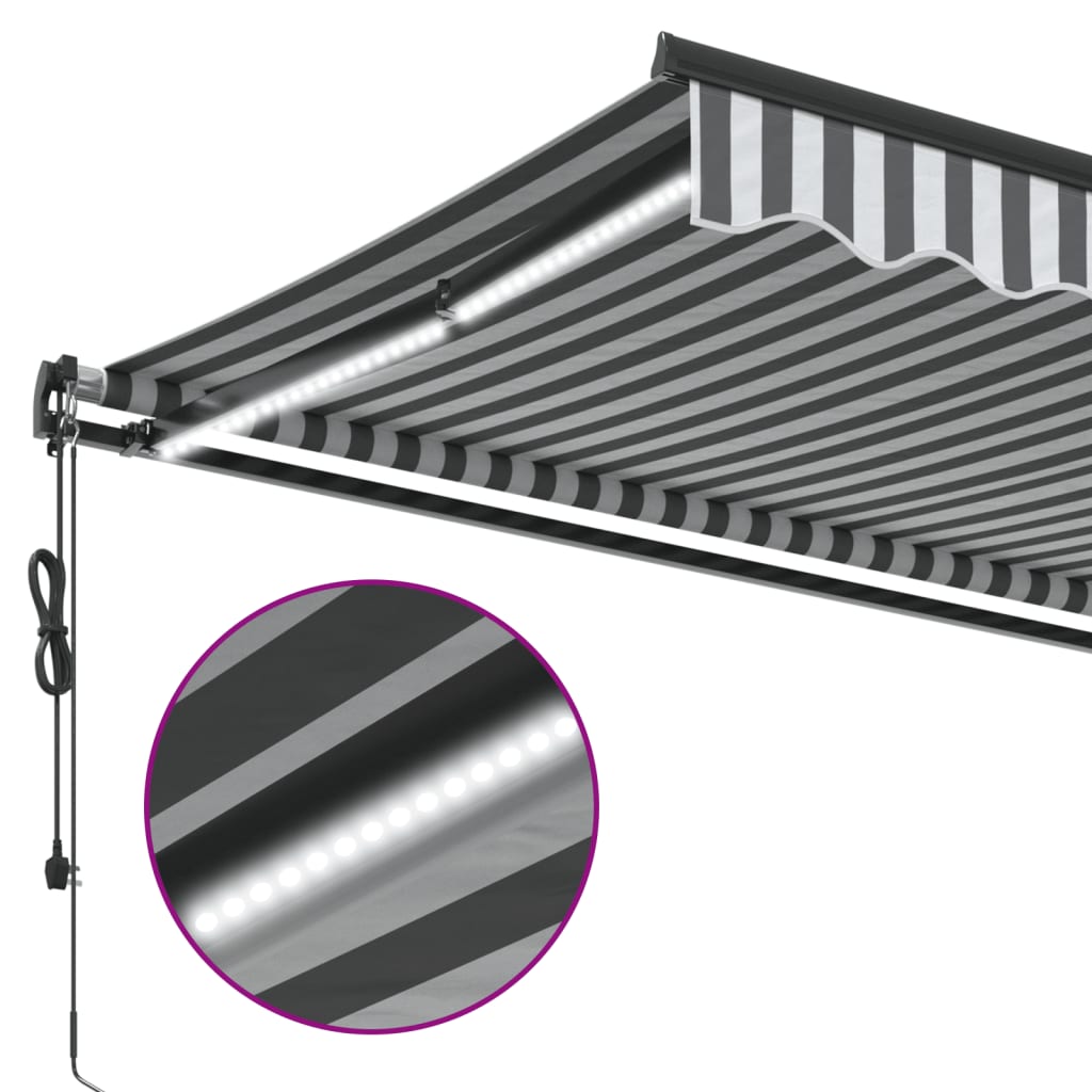 Copertină retractabilă automat LED-uri antracit/alb 350x250 cm