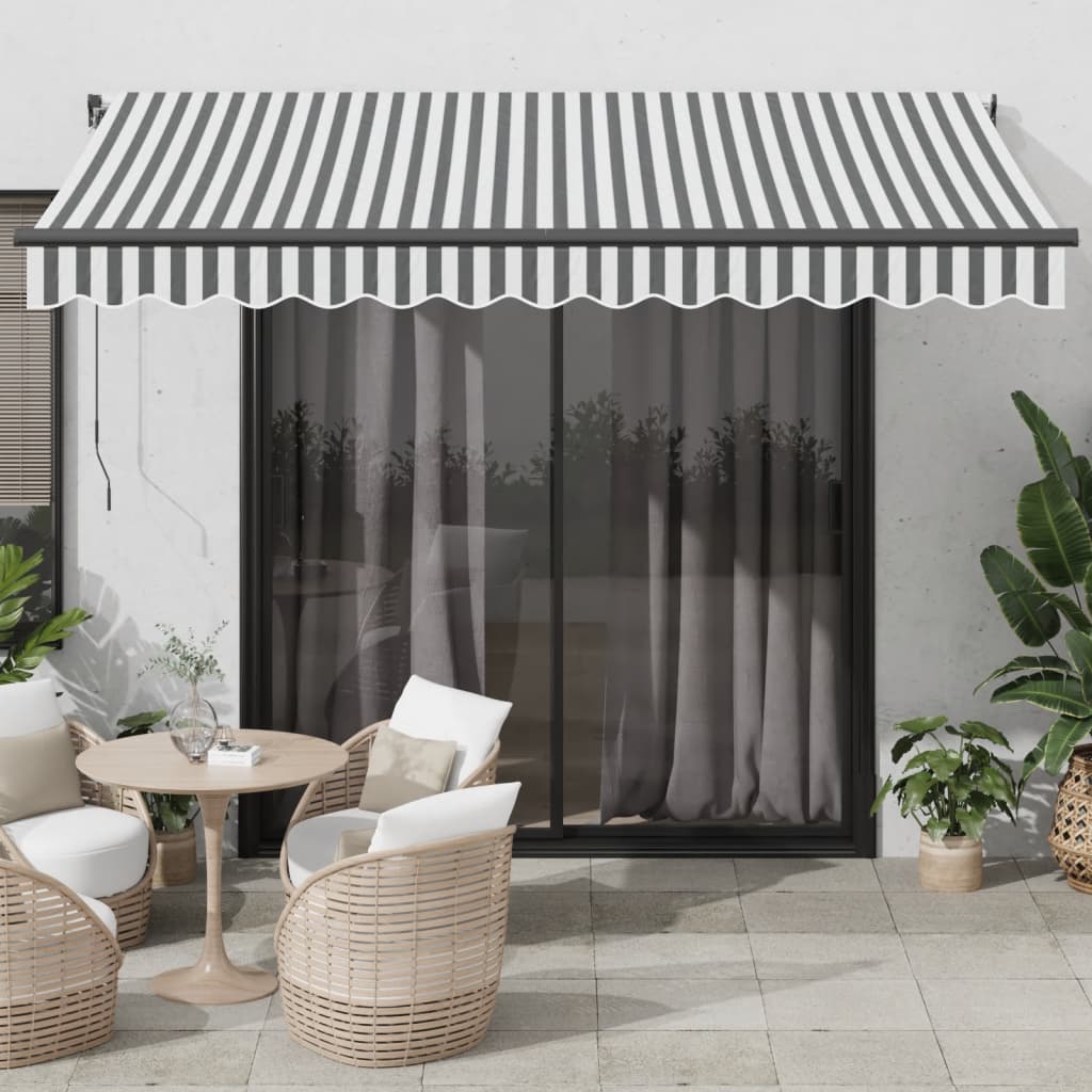 Copertină retractabilă automat LED-uri antracit/alb 350x250 cm