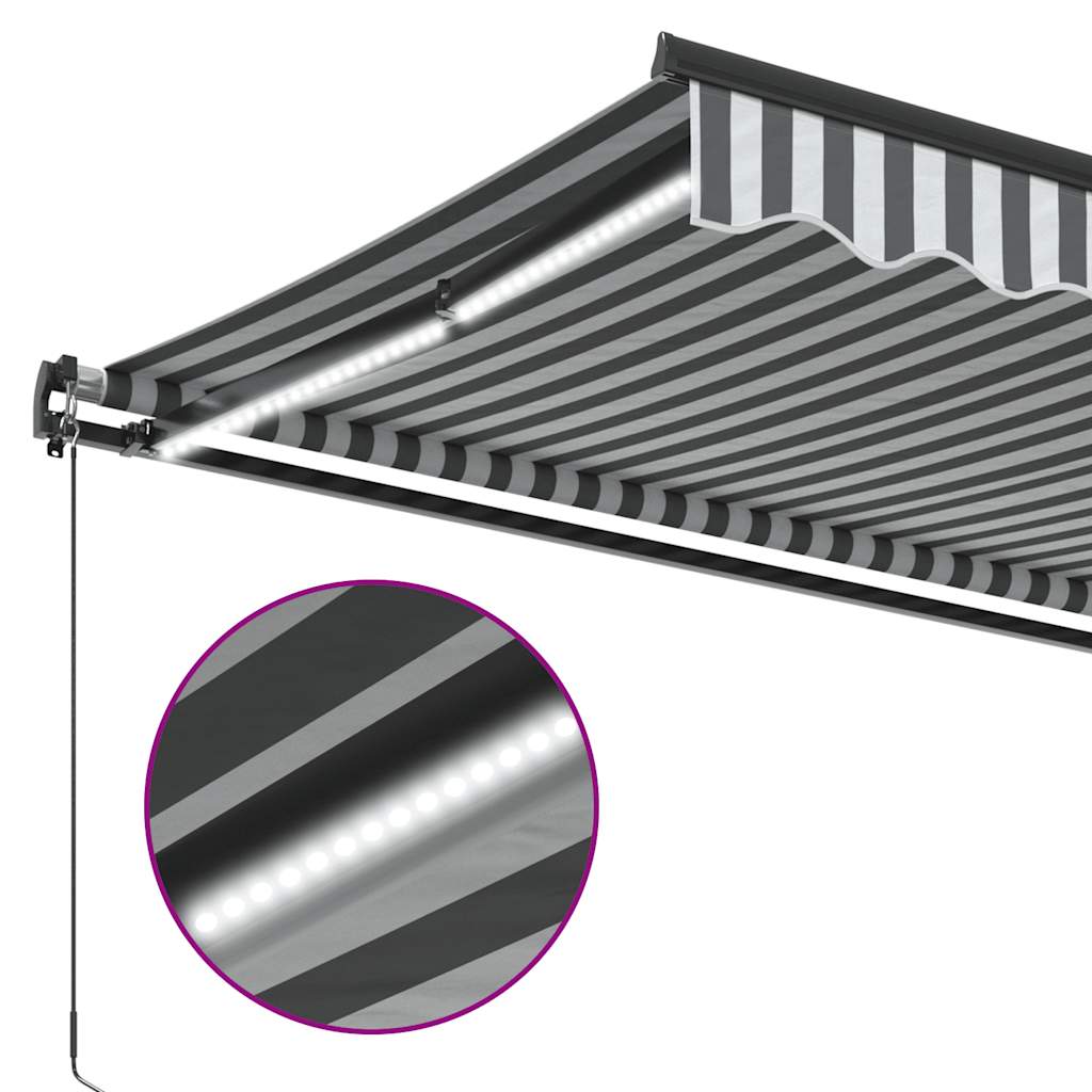 Copertină retractabilă manual cu LED, antracit/alb, 600x300 cm