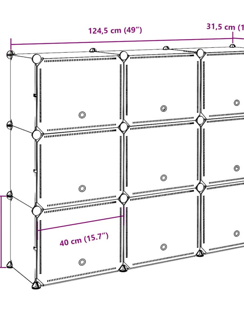 Încărcați imaginea în vizualizatorul Galerie, Organizator cub de depozitare cu 9 cuburi și uși PP negru
