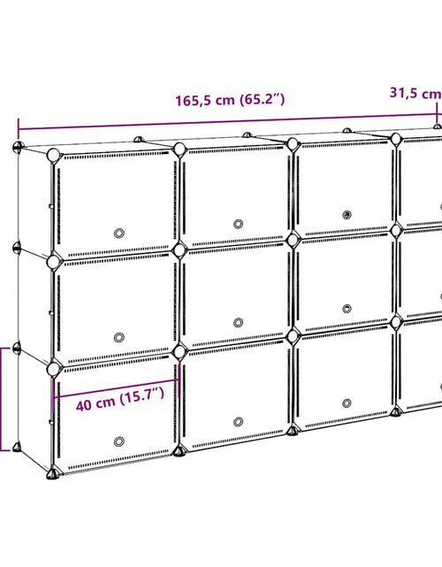 Încărcați imaginea în vizualizatorul Galerie, Organizator cub de depozitare cu uși, 12 cuburi, negru, PP
