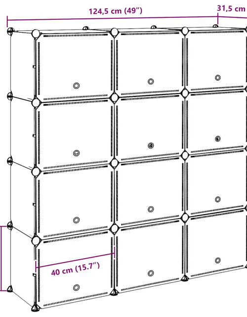 Încărcați imaginea în vizualizatorul Galerie, Organizator cub de depozitare cu uși, 12 cuburi, negru, PP
