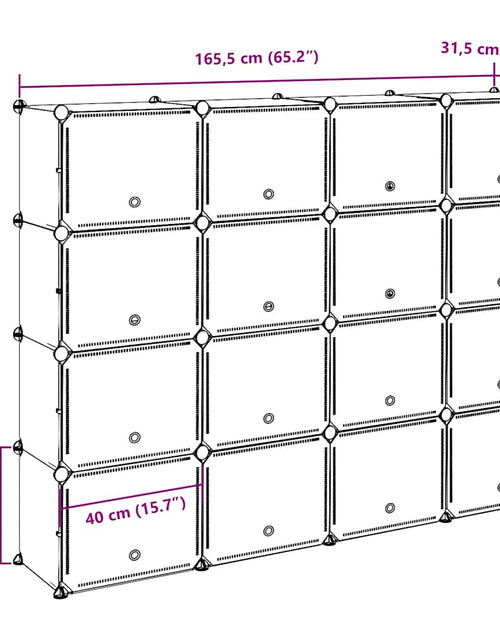 Încărcați imaginea în vizualizatorul Galerie, Organizator cub de depozitare cu uși, 16 cuburi, negru, PP

