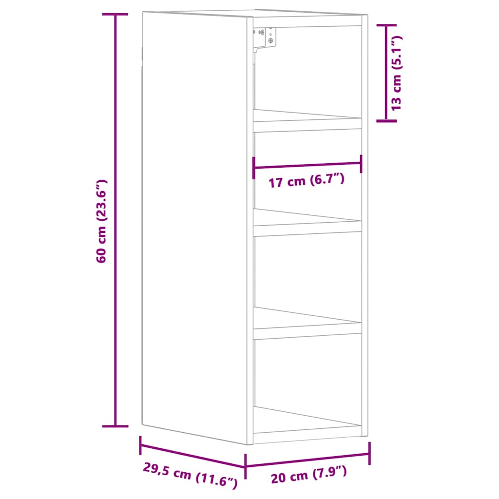 Dulap suspendat, alb, 20x29,5x60 cm, PAL