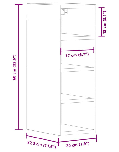 Încărcați imaginea în vizualizatorul Galerie, Dulap suspendat, gri beton, 20x29,5x60 cm, lemn prelucrat
