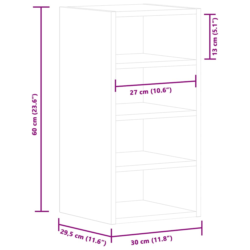 Dulap suspendat, gri beton, 30x29,5x60 cm, PAL