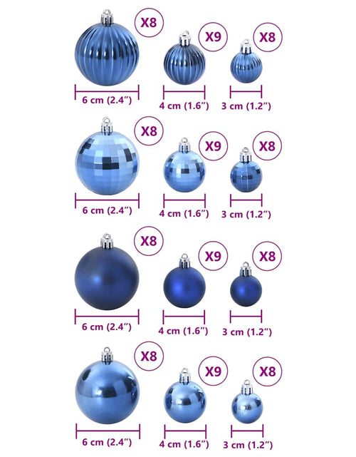 Загрузите изображение в средство просмотра галереи, Baldouri de Crăciun 100 buc Albastru Ø3/4/6 cm
