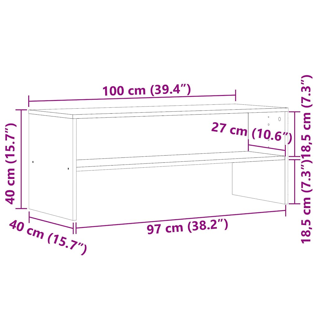 Dulap TV, stejar artizanal, 100x40x40 cm, lemn prelucrat