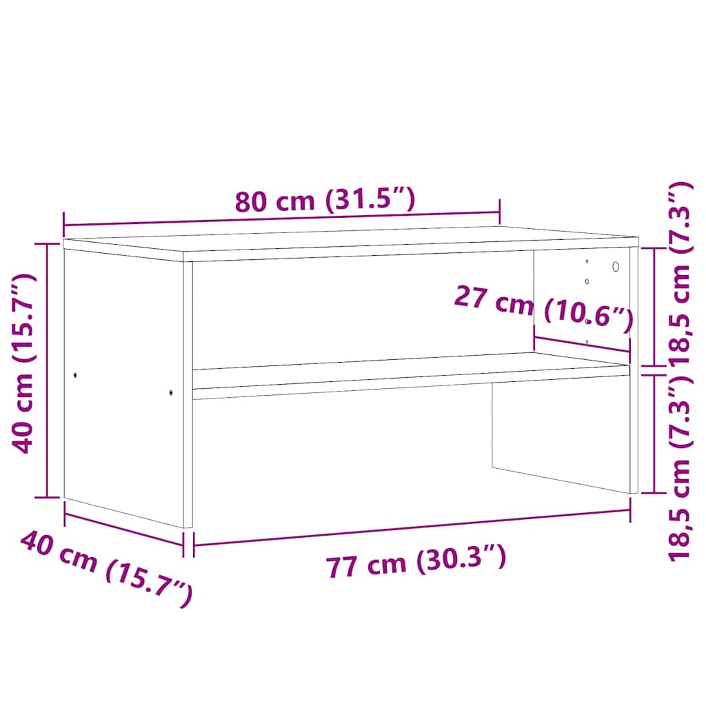 Dulap TV, stejar artizanal, 80x40x40 cm, lemn prelucrat