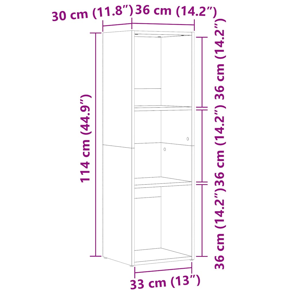 Dulap cu cărți din lemn vechi 36x30x114 cm din lemn prelucrat