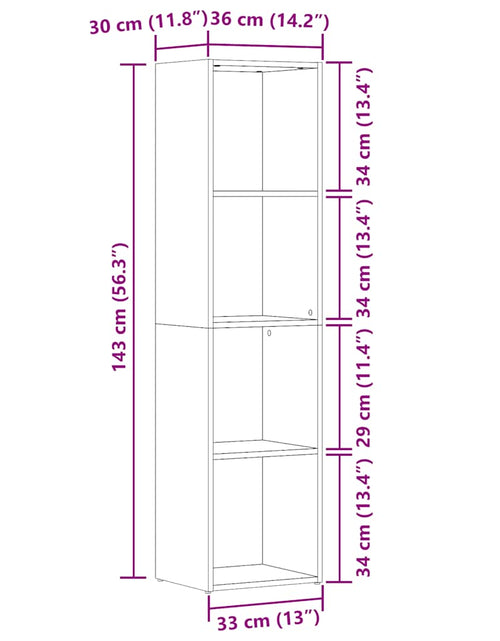 Încărcați imaginea în vizualizatorul Galerie, Dulap cu cărți din lemn vechi 36x30x114 cm din lemn prelucrat
