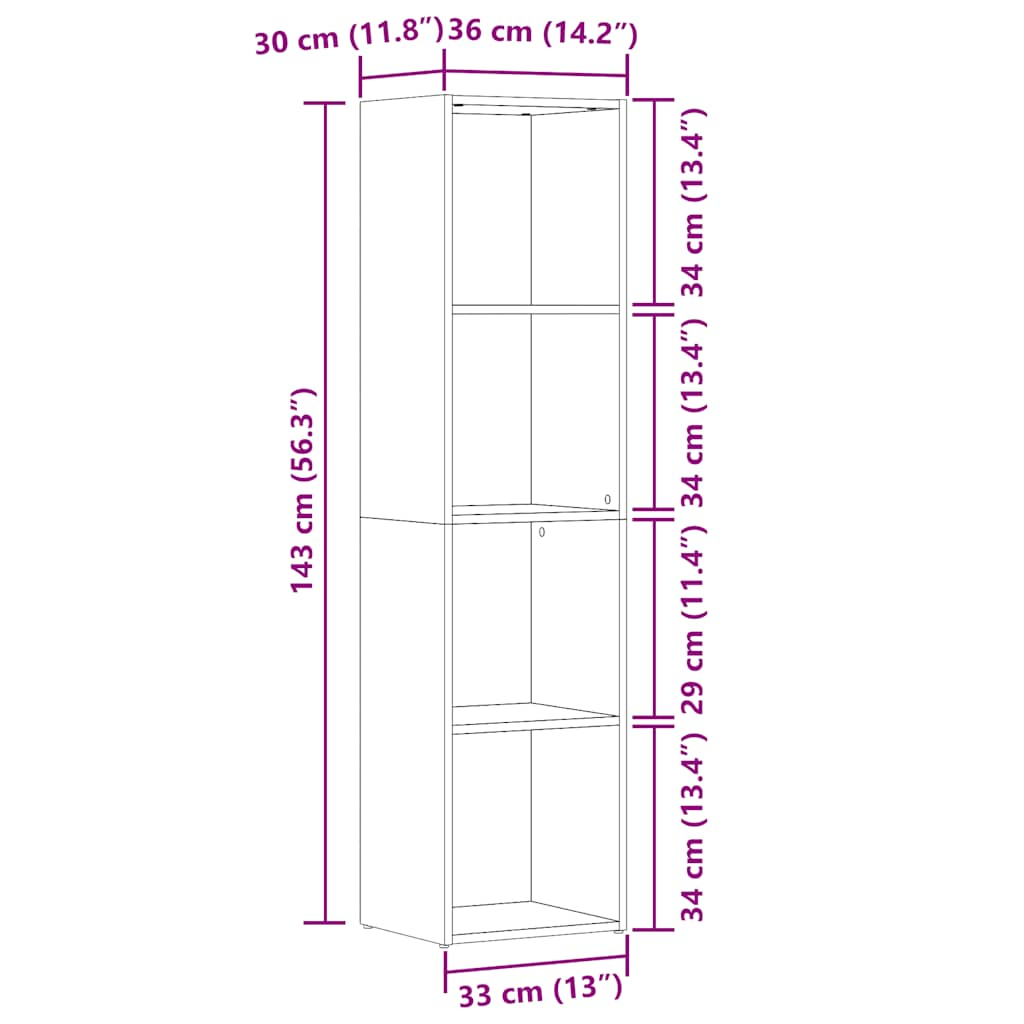 Dulap cu cărți din lemn vechi 36x30x114 cm din lemn prelucrat