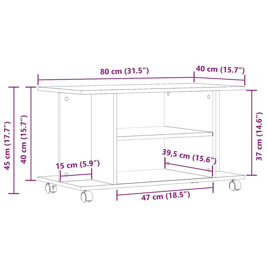 Dulap TV cu roți, lemn vechi, 80x40x45 cm, lemn prelucrat