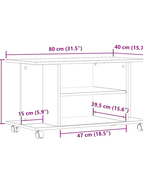 Загрузите изображение в средство просмотра галереи, Dulap TV cu roți, stejar artizanal, 80x40x45 cm, lemn prelucrat
