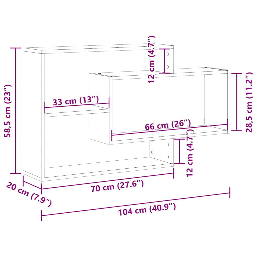 Raft de perete, lemn vechi, 104x20x58,5 cm, lemn prelucrat