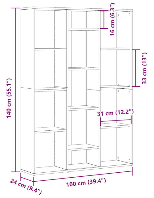 Încărcați imaginea în vizualizatorul Galerie, Separator cameră/Bibliotecă, Stejar artizanal 100x24x140 cm PAL
