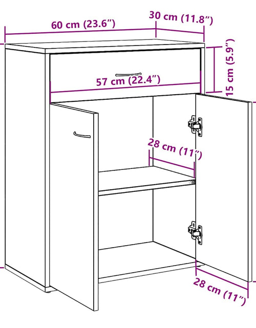 Încărcați imaginea în vizualizatorul Galerie, Bufetă din lemn vechi 60x30x75 cm din lemn prelucrat
