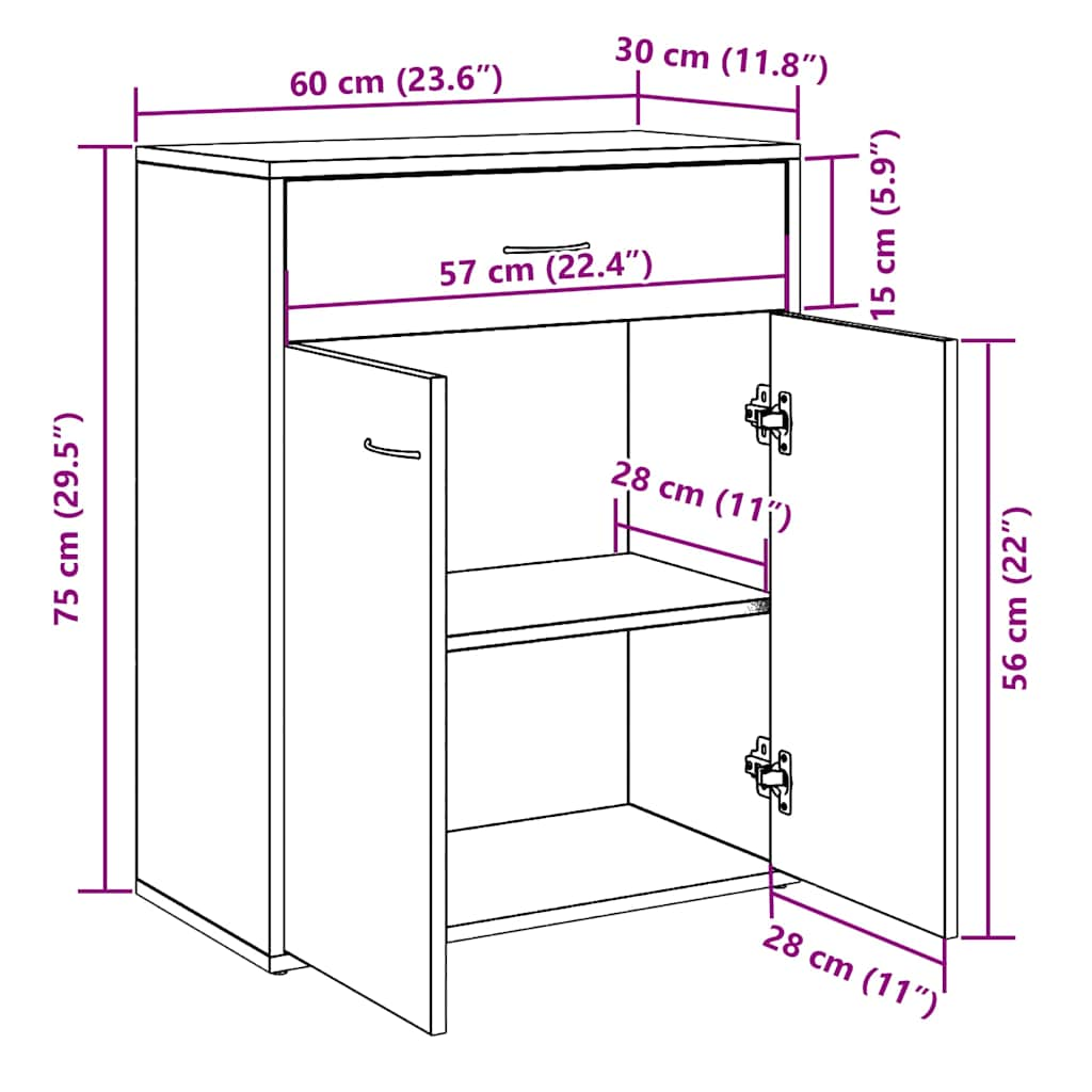 Bufetă din lemn vechi 60x30x75 cm din lemn prelucrat