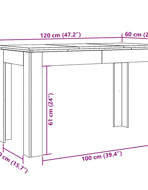 Загрузите изображение в средство просмотра галереи, Masă de bucătărie, lemn vechi, 120 x 60 x 76 cm, PAL
