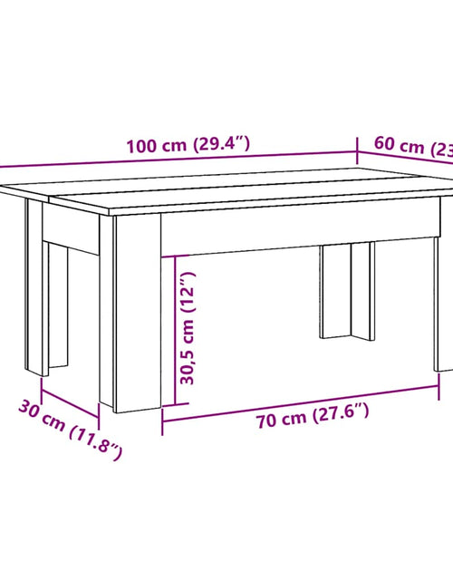 Încărcați imaginea în vizualizatorul Galerie, Măsuță de cafea, Lemn vechi, 100 x 60 x 42 cm, PAL
