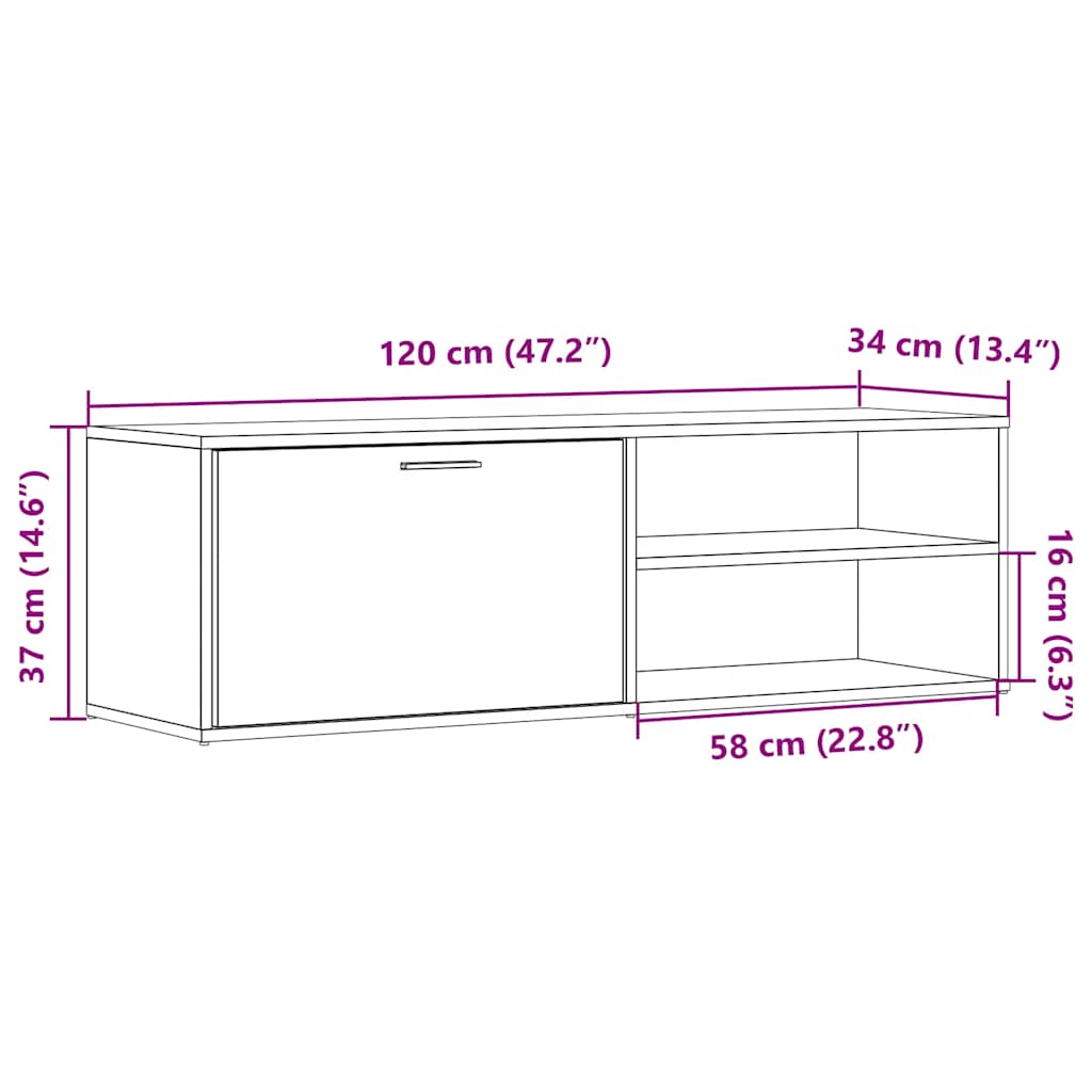 Dulap TV Lemn vechi 120x34x37 cm Lemn prelucrat