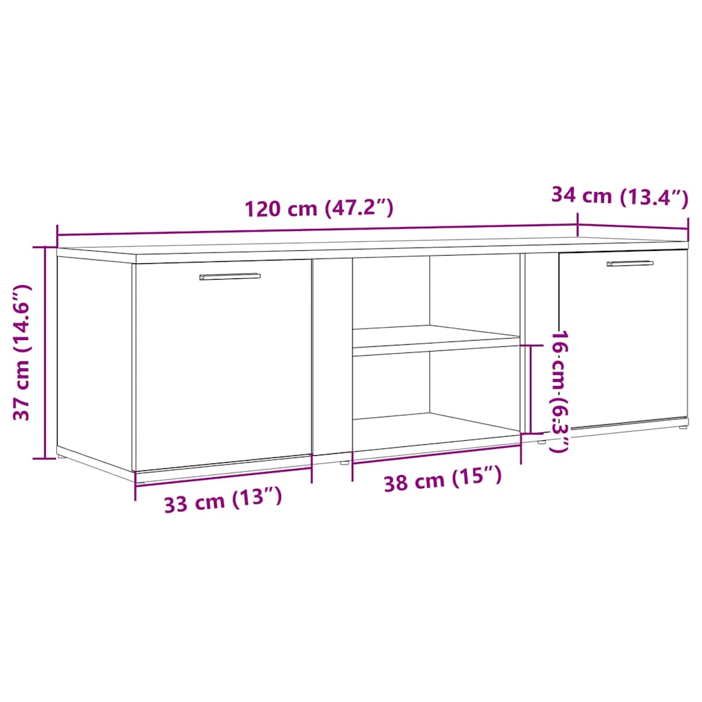 Dulap TV Lemn vechi 120x34x37 cm Lemn prelucrat