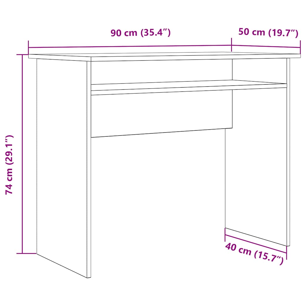 Birou, stejar artizanal, 90x50x74 cm, lemn prelucrat