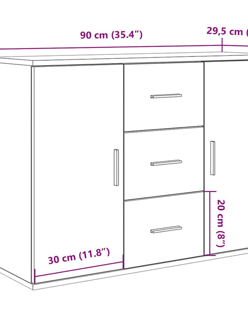 Загрузите изображение в средство просмотра галереи, Servantă, stejar artizanal, 90x29,5x65 cm, lemn prelucrat
