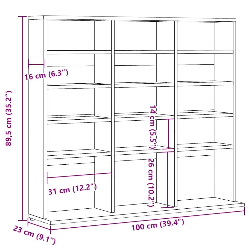 Dulap CD-uri, lemn vechi, 100x23x89,5 cm, lemn prelucrat