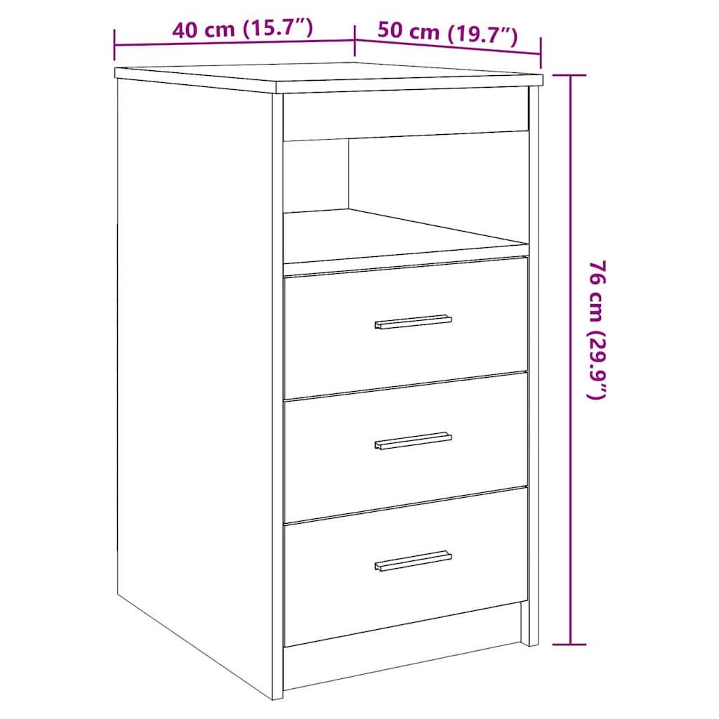 Dulap cu sertar, stejar artizanal, 40x50x76 cm, lemn prelucrat