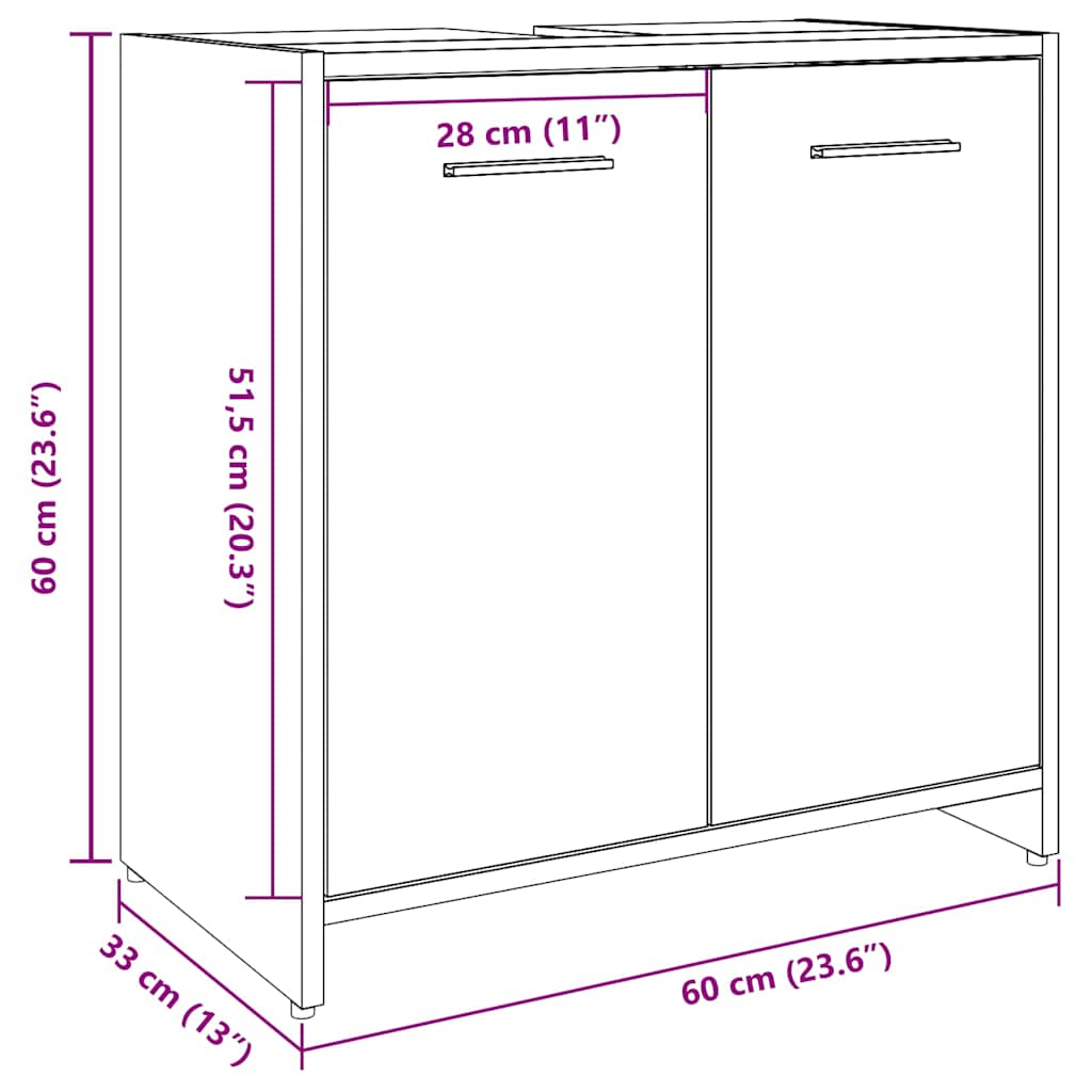 Dulap pentru chiuvetă baie lemn vechi 60x33x60cm lemn prelucrat