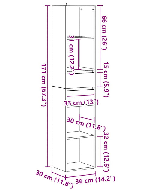 Încărcați imaginea în vizualizatorul Galerie, Dulap cu cărți din lemn vechi 36x30x171 cm lemn prelucrat
