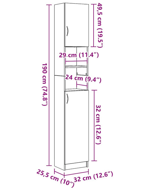 Загрузите изображение в средство просмотра галереи, Dulap de baie, lemn vechi, 32x25,5x190 cm, PAL
