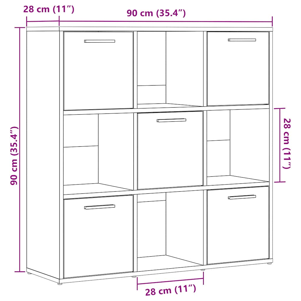 Bibliotecă, lemn vechi, 90x28x90 cm, lemn prelucrat