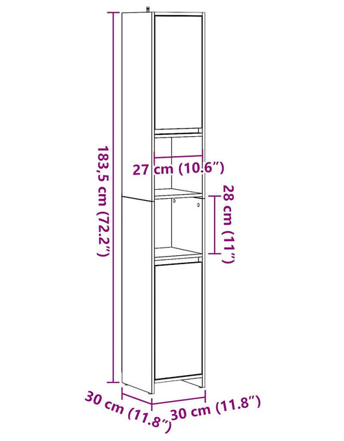 Загрузите изображение в средство просмотра галереи, Dulap de baie, Lemn vechi, 30x30x183,5 cm, PAL
